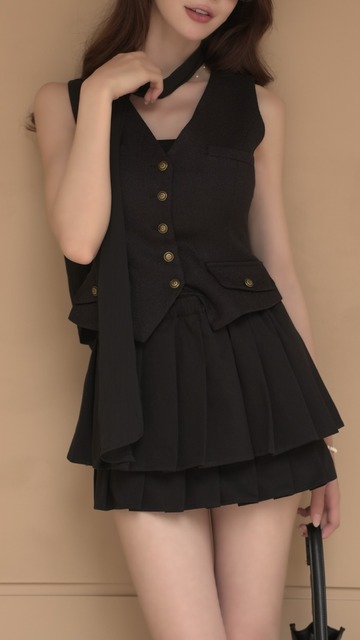 鬆緊內抽繩百褶裙♡♡♡裡面有縮口超安全褲S~M