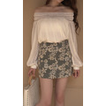 花朵高腰A字高腰短裙S~XL_4