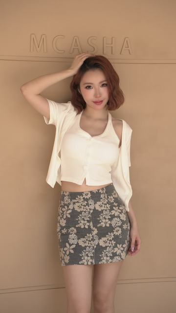 花朵高腰A字高腰短裙S~XL