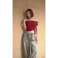 好行動一字肩抽繩胸墊上衣(5色)_7