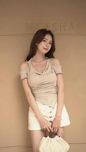 浪漫盪領落肩綁脖上衣(4色)