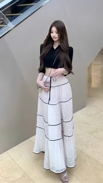 氣質防曬蛋糕長裙套裝