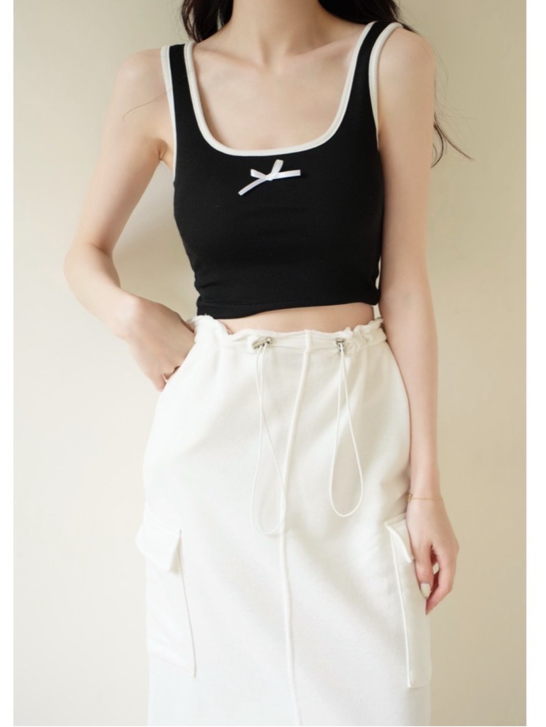 ➤一朵蝴蝶結柔軟棉質百搭胸墊背心(3色)-女