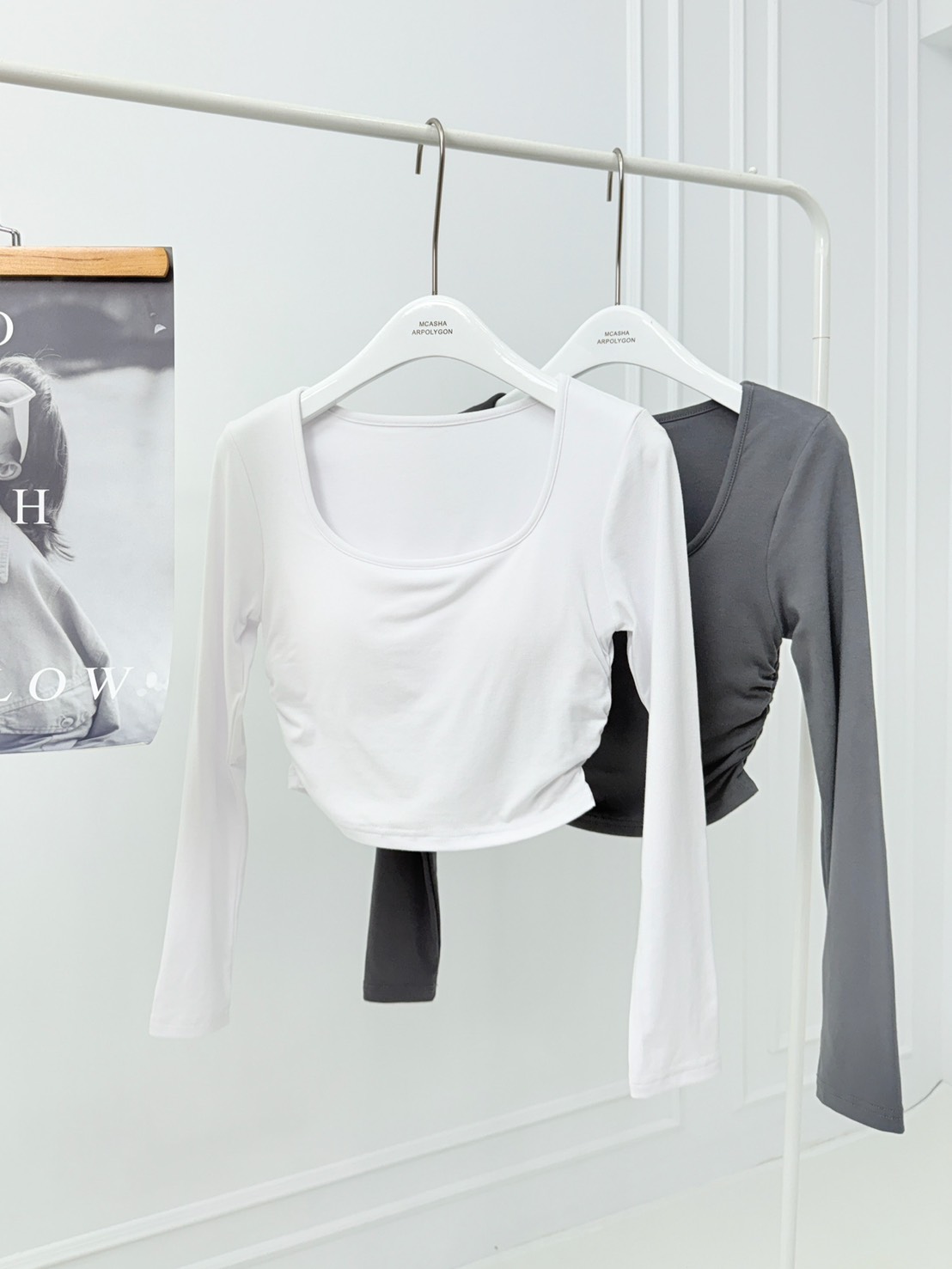 觸感極好舒適棉質胸墊長袖上衣(4色)