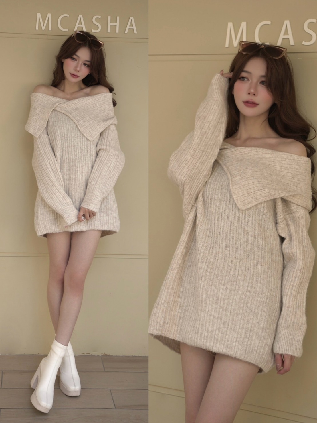 ➤氣質翻領長版針織上衣