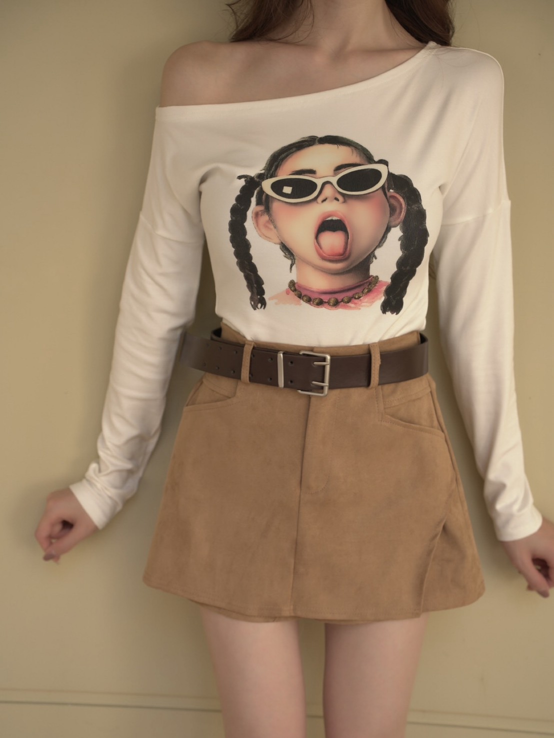 ➤復古麂皮鬆緊褲裙S~L (2色)