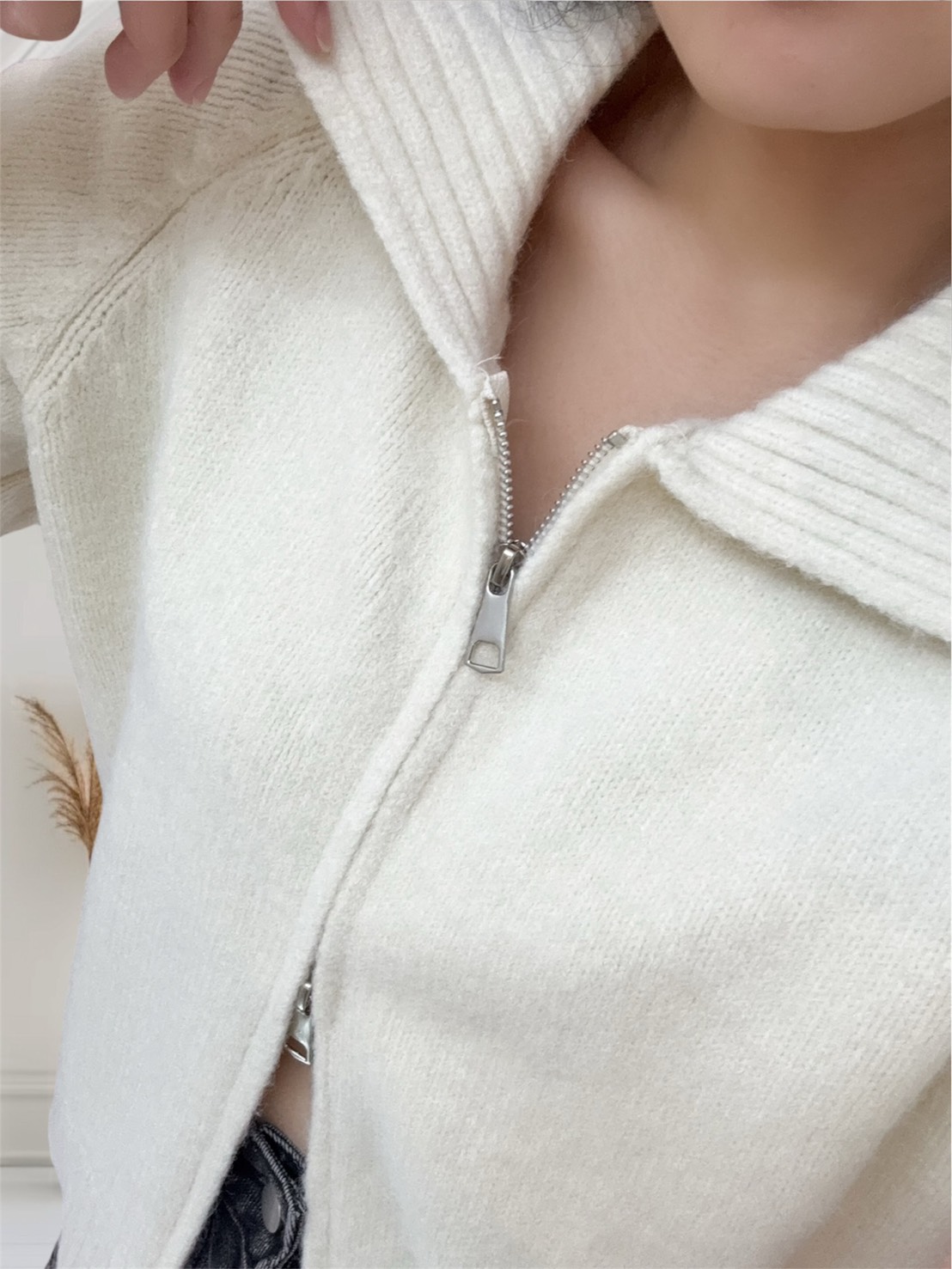 ➤暖暖厚實雙頭拉鍊翻領毛衣(4色)