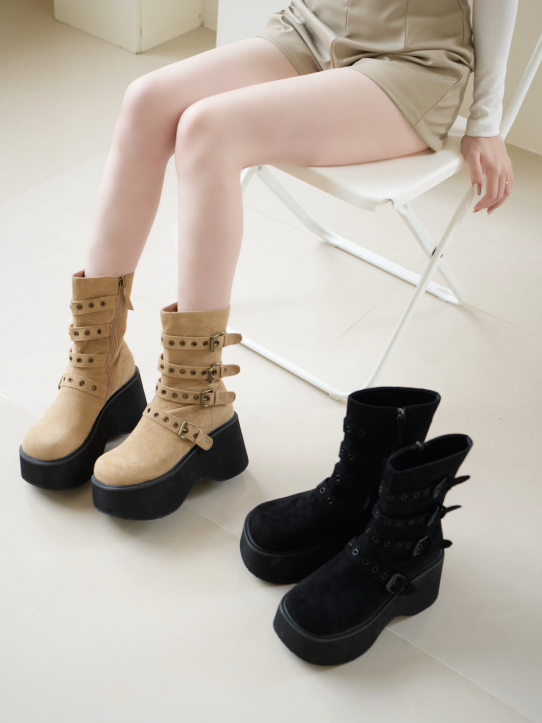 ➤韓國個性厚底短靴(2色)36-40