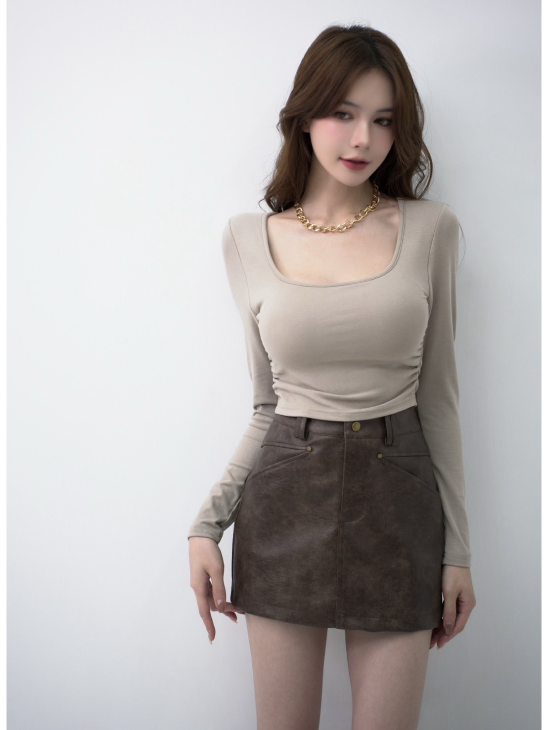 ➤觸感極好舒適棉質胸墊長袖上衣(4色)