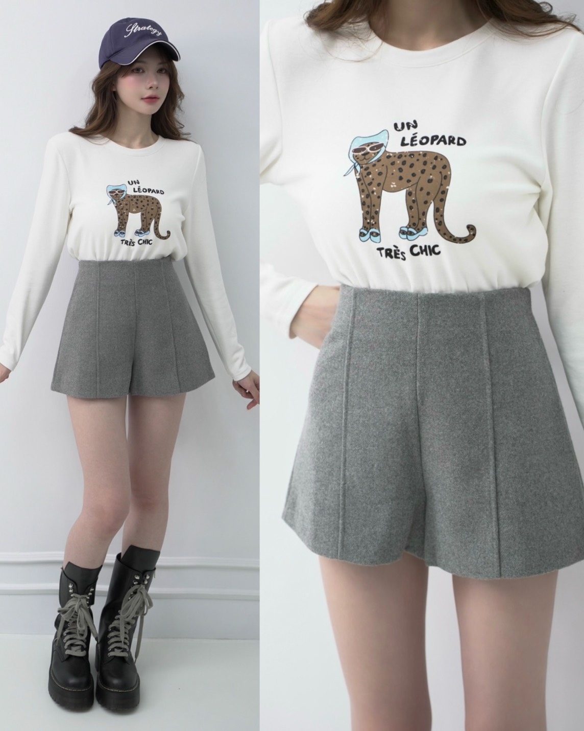 ➤高腰毛呢短褲S-L (2色）