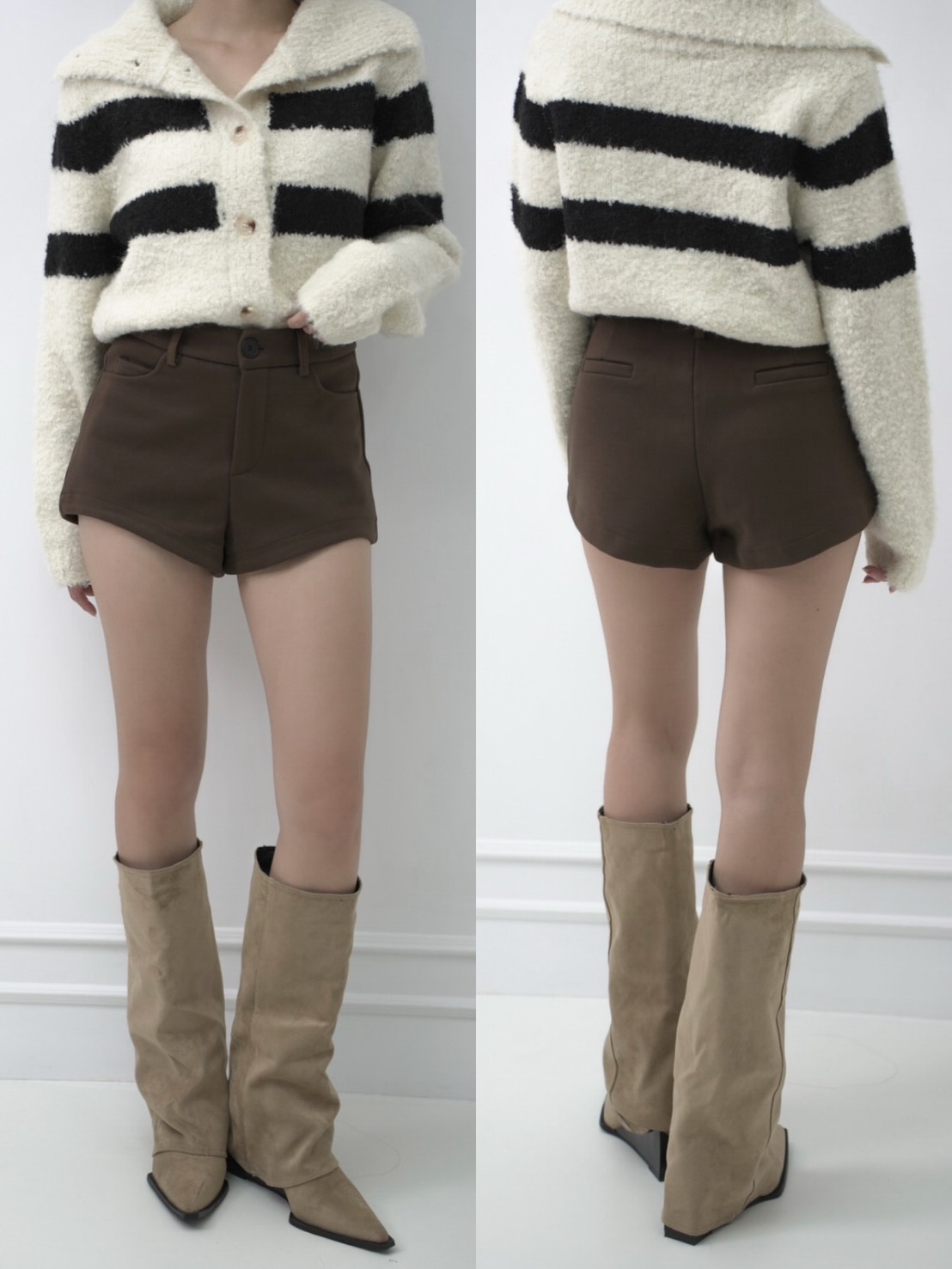 ➤單釦厚實布面短褲S-L(3色）