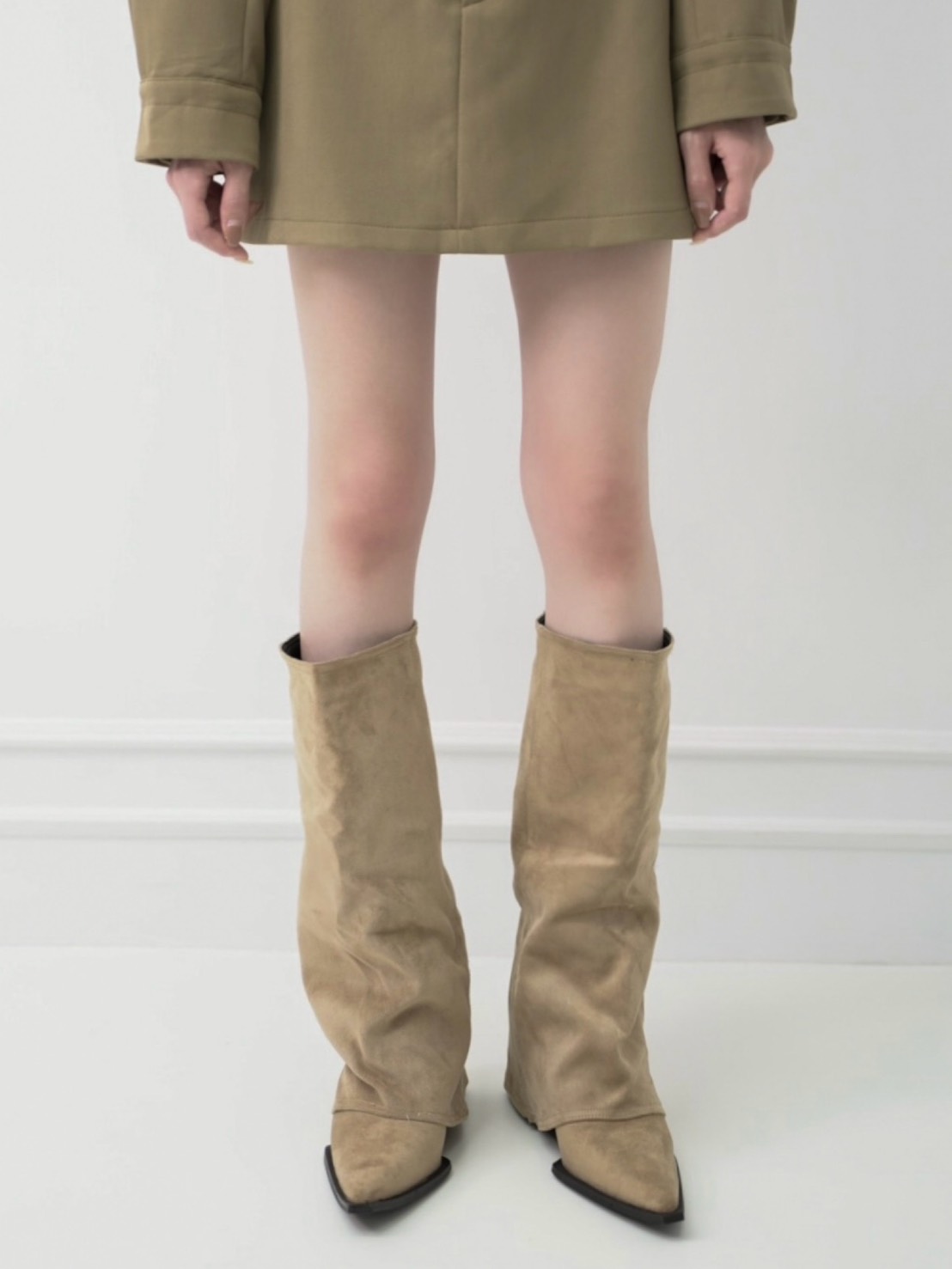 時髦麂皮超好看不掉桶堆堆靴35-39