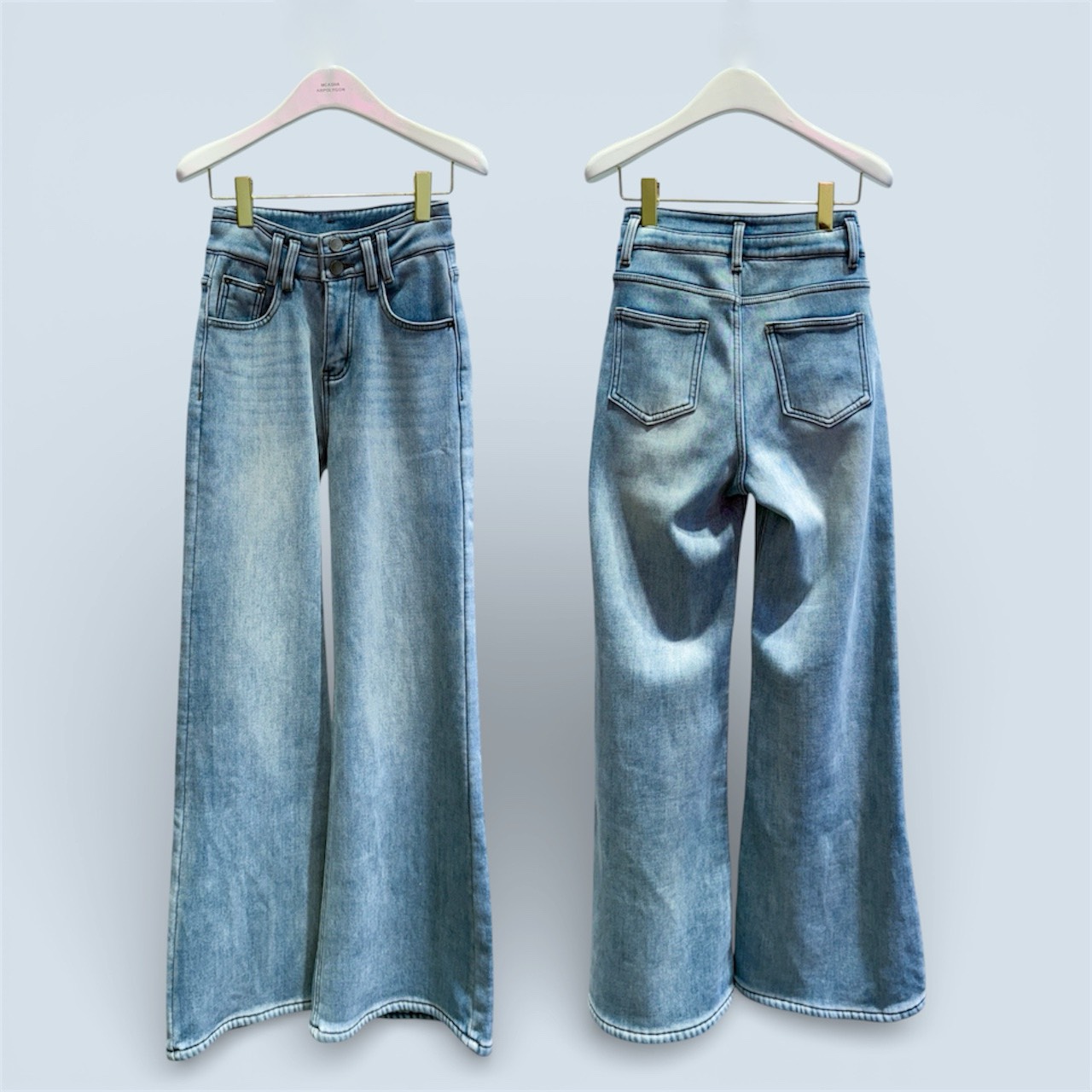 ➤高腰內刷絨喇叭長褲S~XL