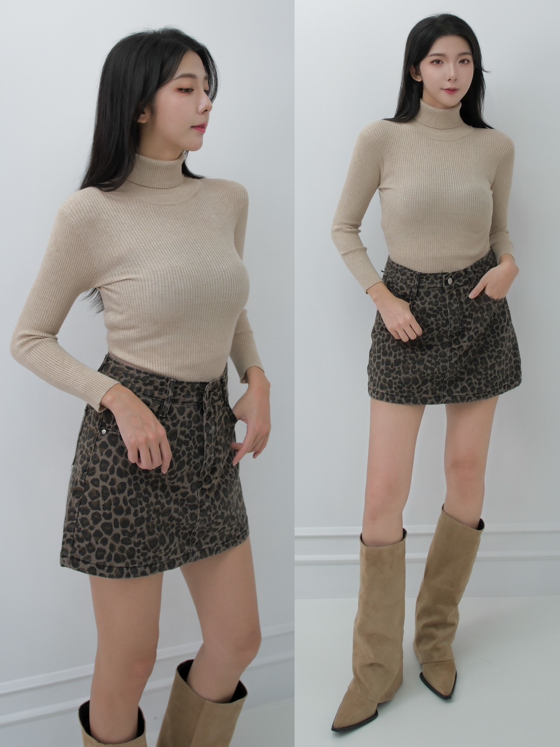 ➤百搭高領抗條素T(6色)