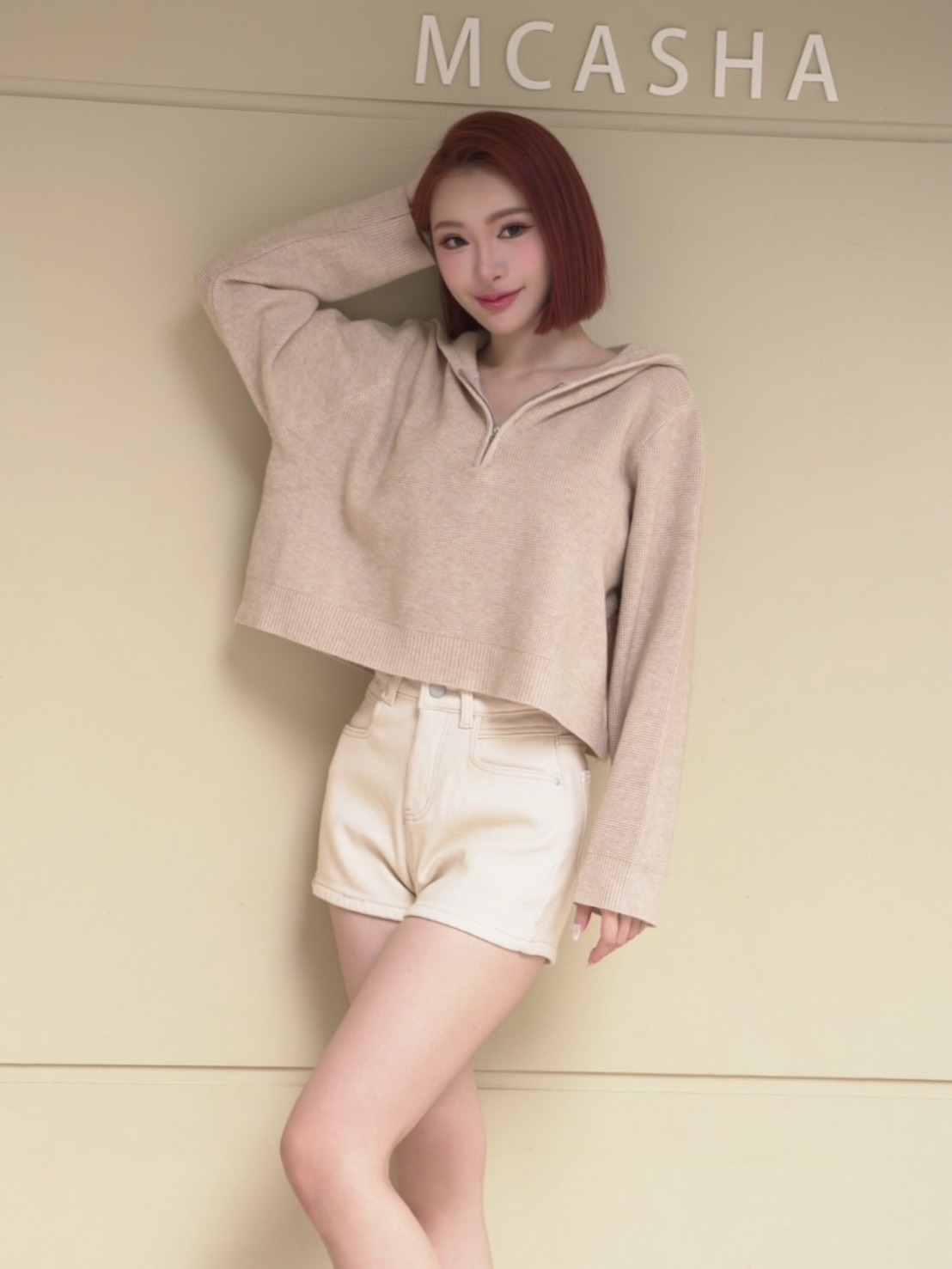 ➤鬆餅格連帽針織拉鍊上衣(3色)