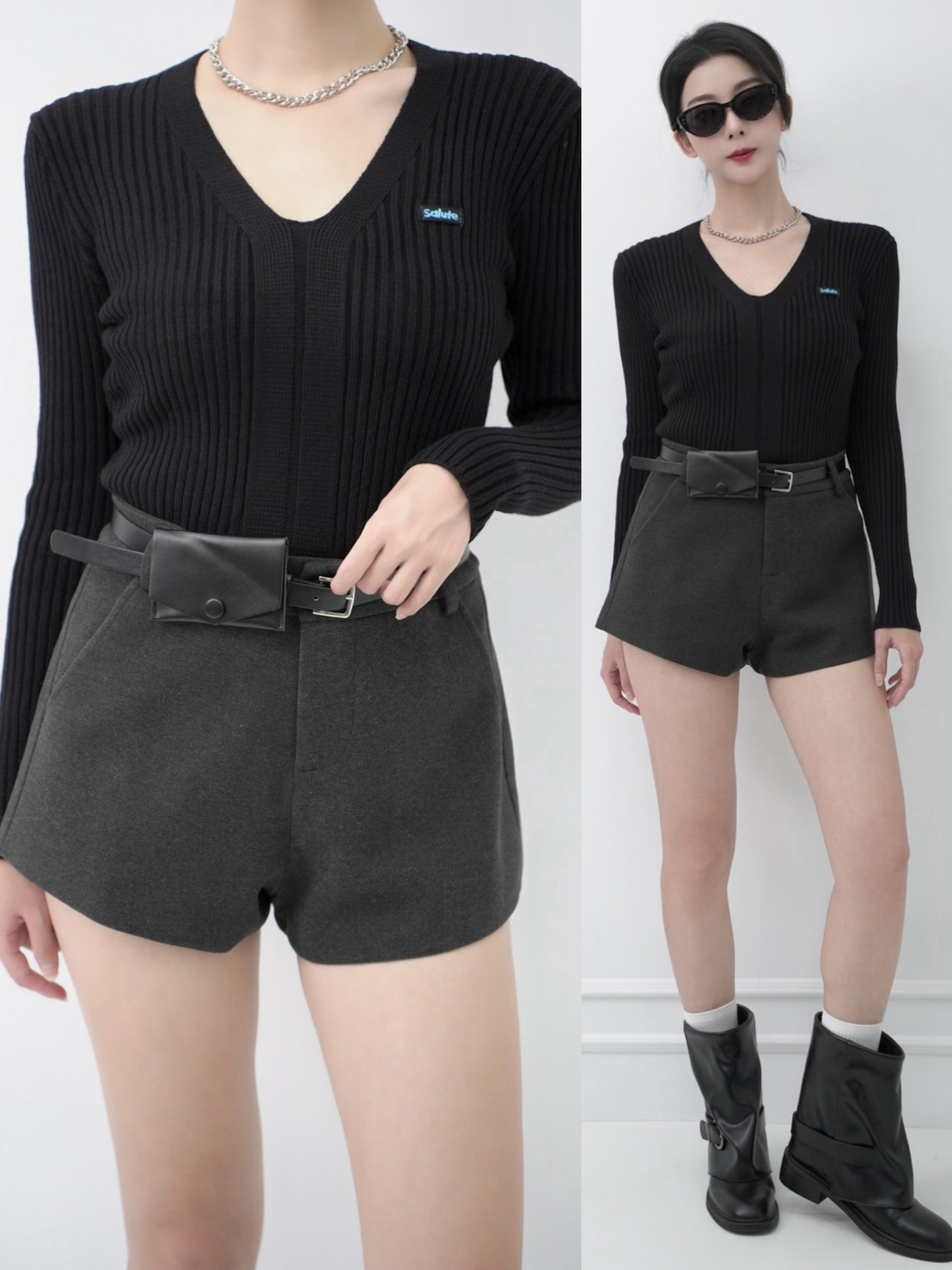 ➤觸感極好毛呢小腰包短褲S-M (2色）