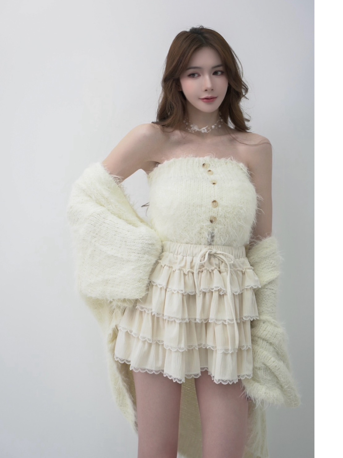 ➤氣質絨面緹花蛋糕裙（3色）