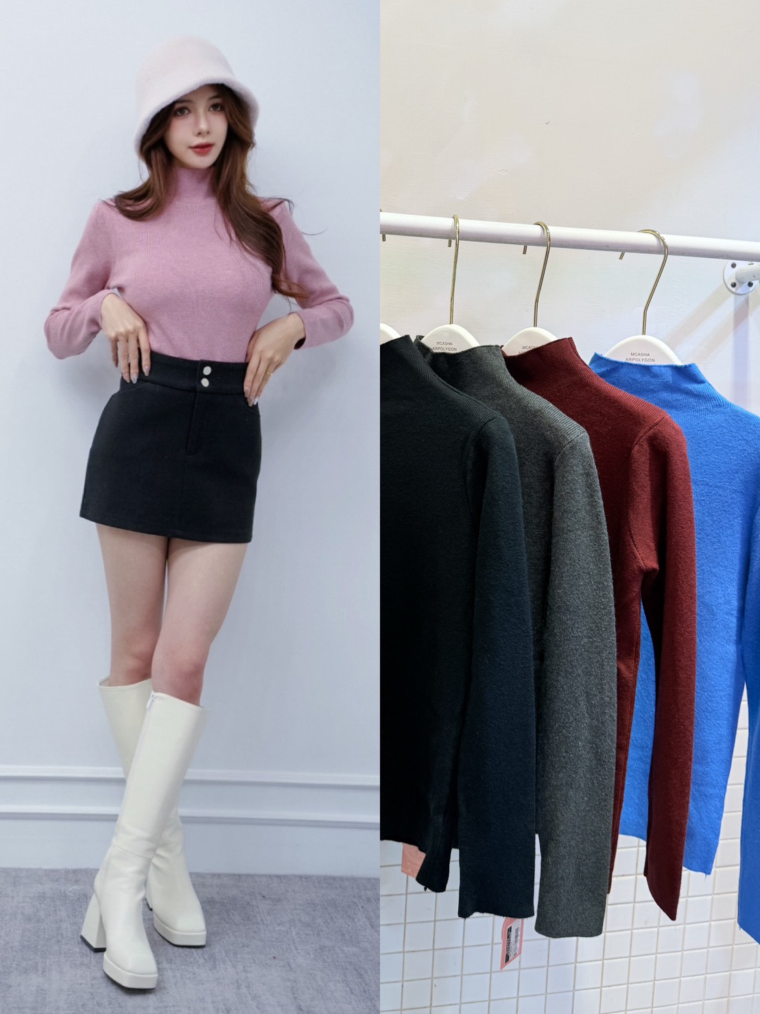 ➤半高領修身扎實針織上衣(4色)