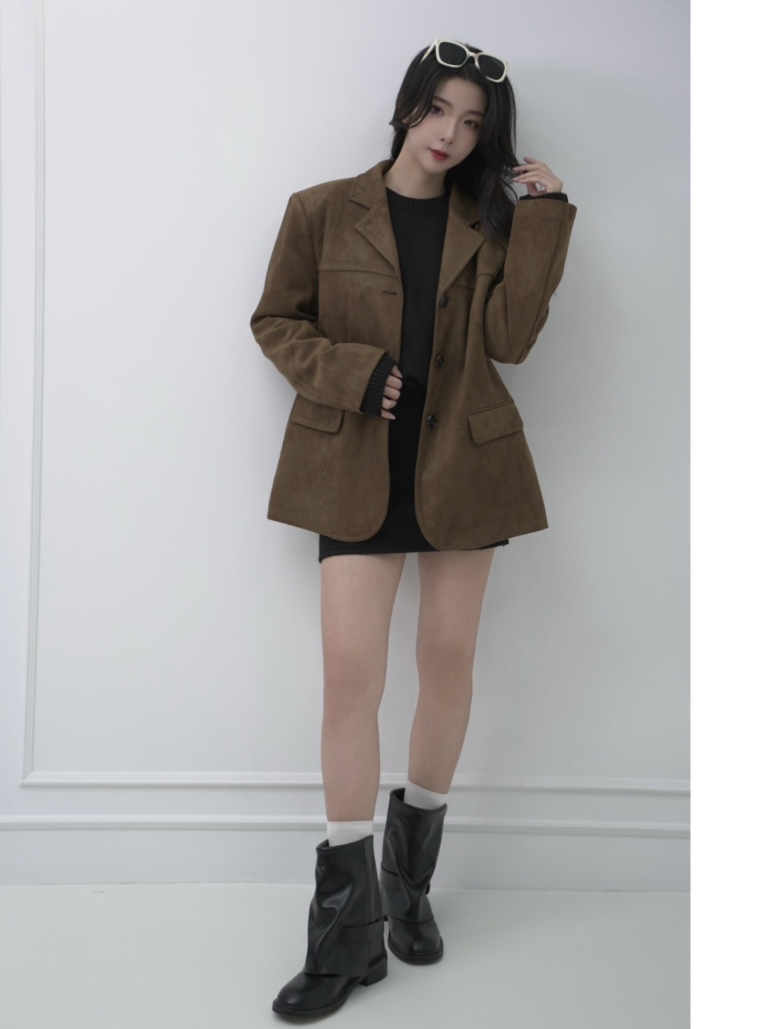 韓國麂皮西裝外套(2色)