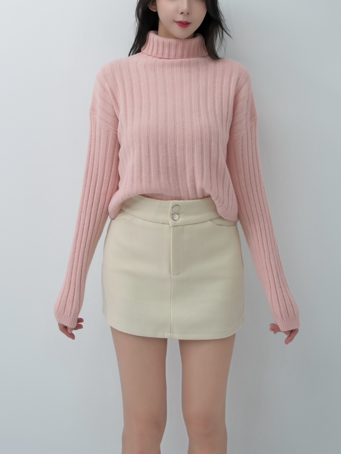 雙釦毛呢氣質短裙S~L (3色)