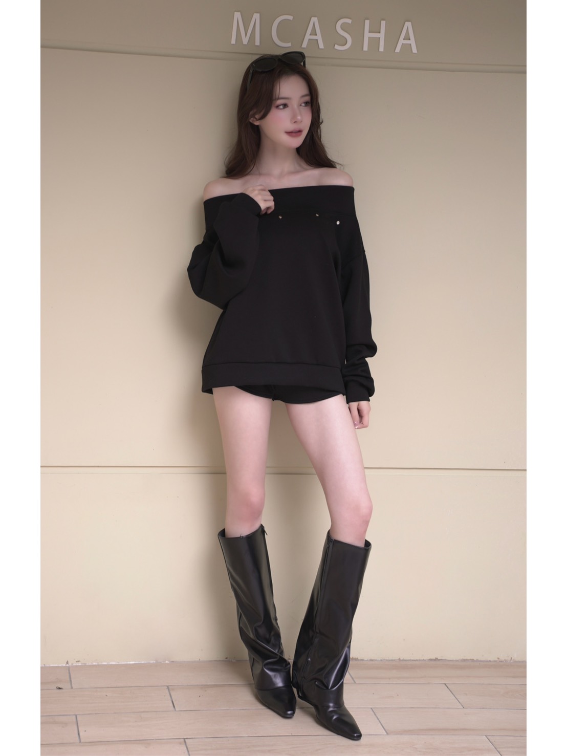 厚實太空鉚釘寬鬆上衣搭配鬆緊短褲(3色)