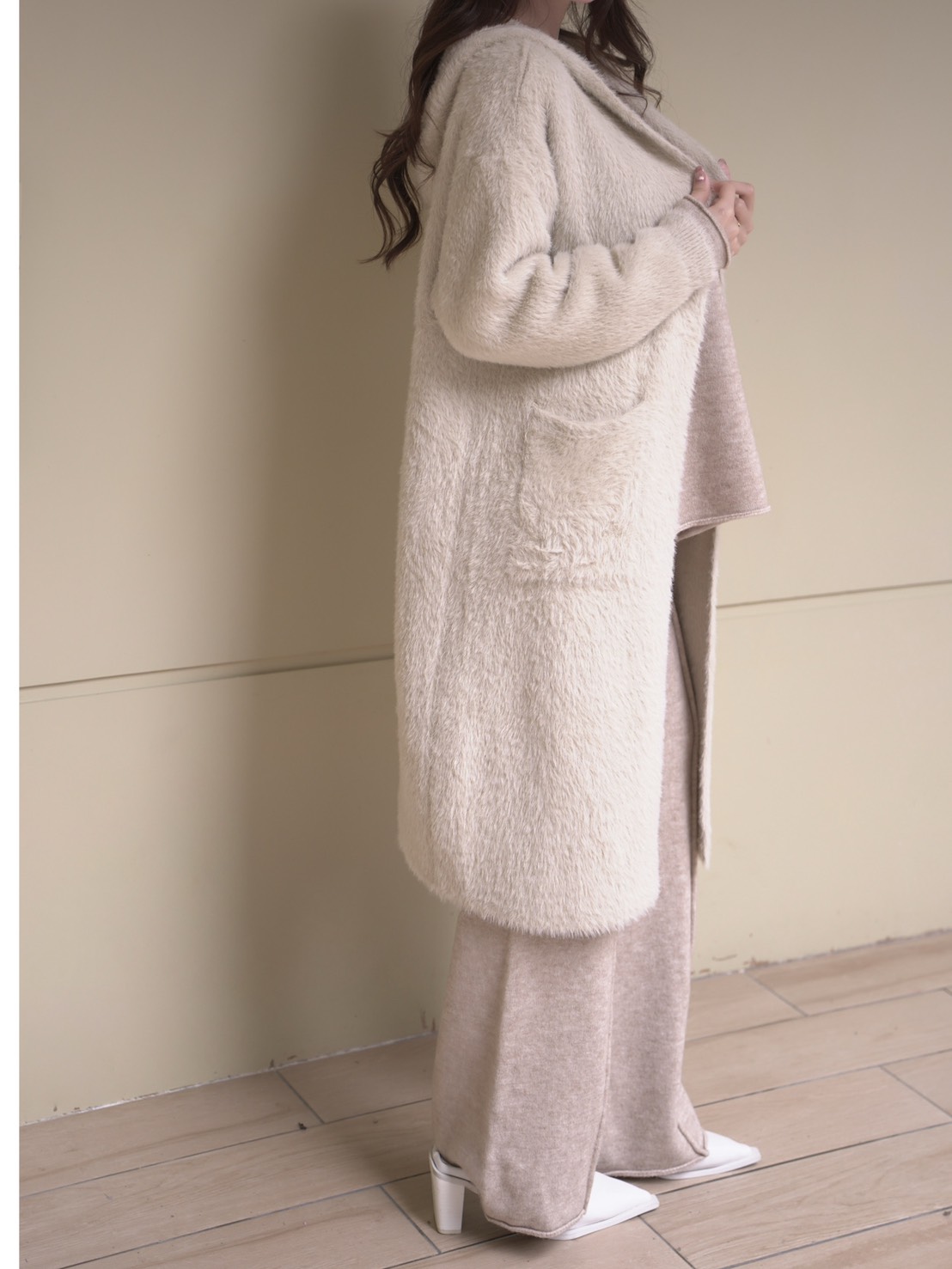 值得收藏連毛海馬毛長版外套(5色)