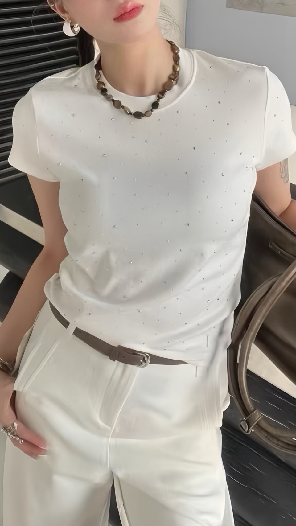 滿鑽彈力棉T(2色)