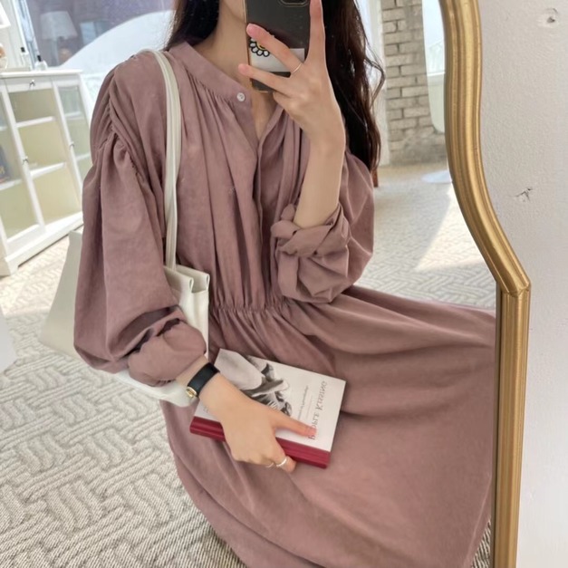 正韓-抓皺立體感長洋