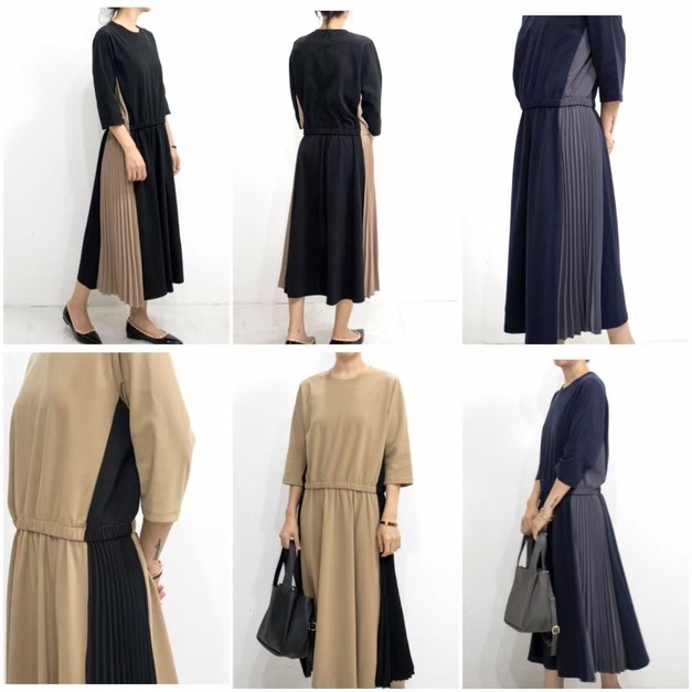 正韓-圓領側壓褶洋