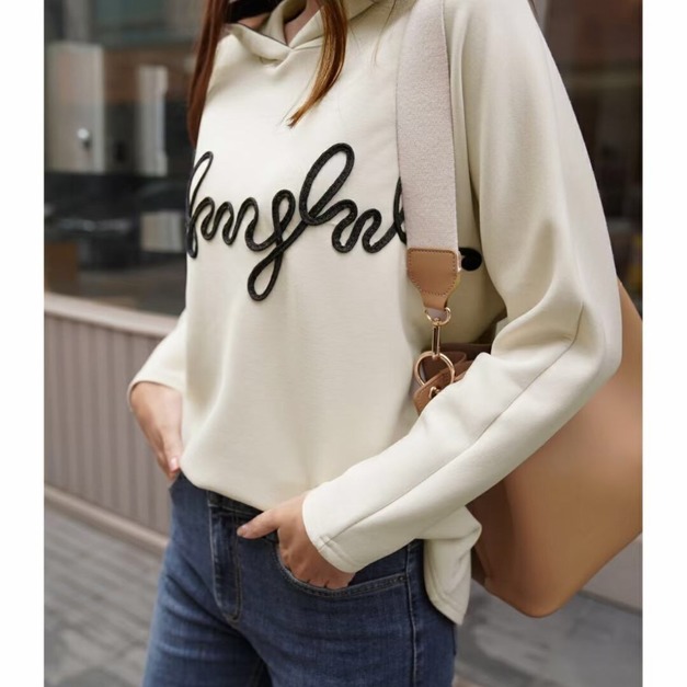 正韓-織帶英文字連帽衫