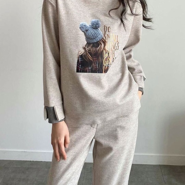 正韓-圓領女孩毛尼衫