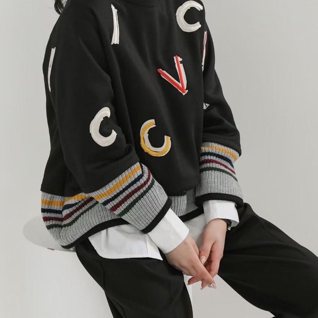 正韓-筆刷英文內刷毛tee