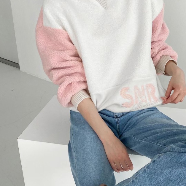 正韓-泰迪熊毛撞色TEE