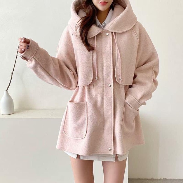 正韓-連帽風衣式外套