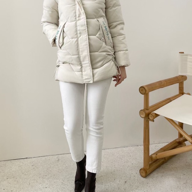 正韓-配色壓紋連帽鋪棉外