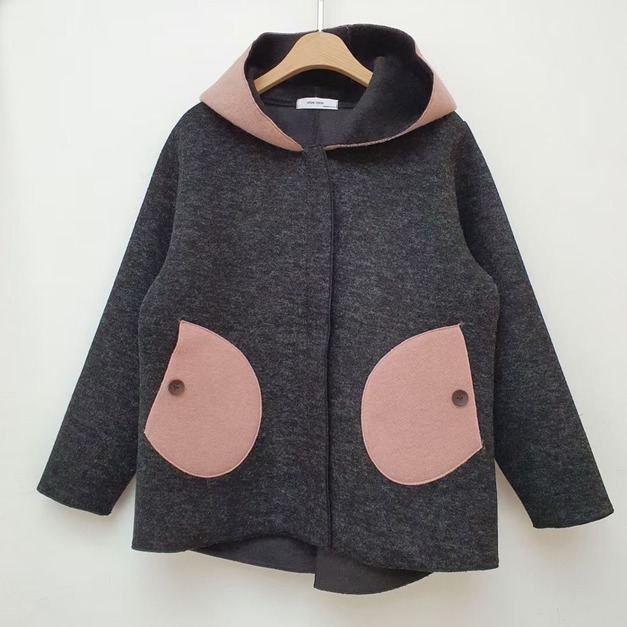 正韓-撞色內刷毛連帽外