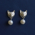 立體貓咪珍珠耳環 925純銀天然淡水珍珠_4
