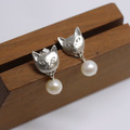 立體貓咪珍珠耳環 925純銀天然淡水珍珠_7