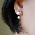 立體貓咪珍珠耳環 925純銀天然淡水珍珠_6