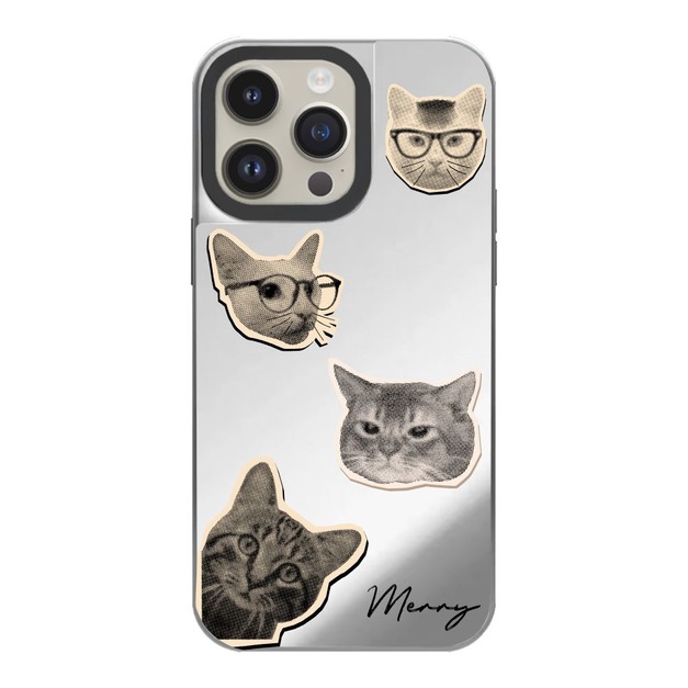 「Sliver」鏡面殼 - 復古貓拼貼