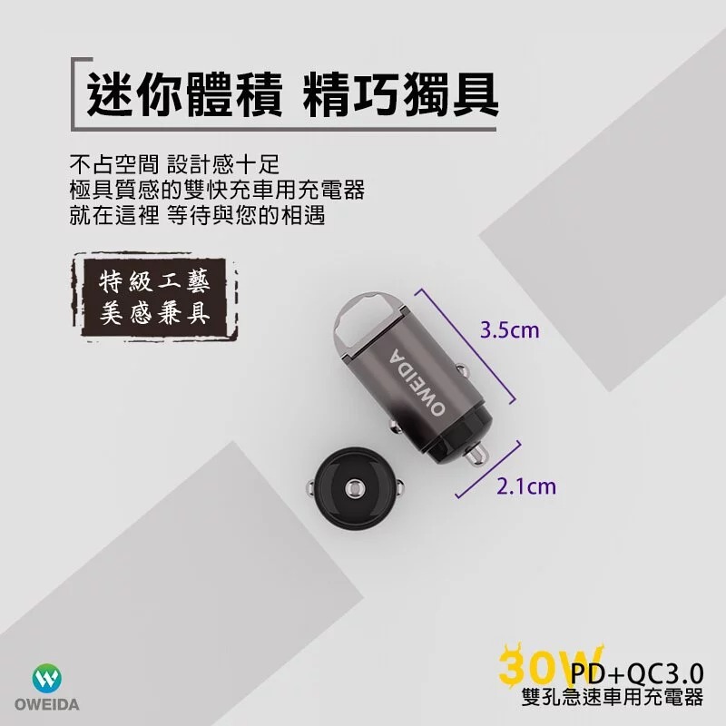 Oweida 30w Pd Qc3 0 雙孔急速車用充電器usb車充type C車充 Losoa 囉嗦a手機配件專賣