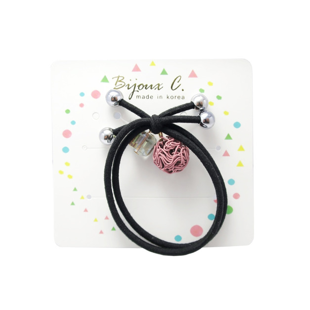 Bijoux C.韓製線球水晶髮圈