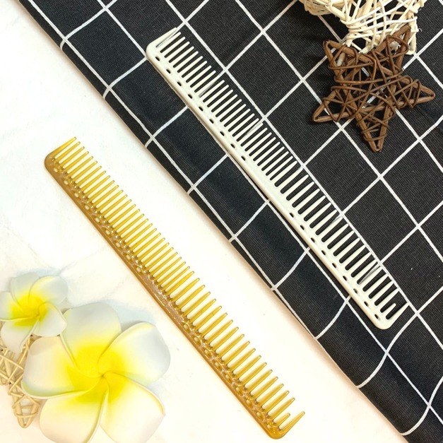 雙色洞洞寬齒剪髮梳