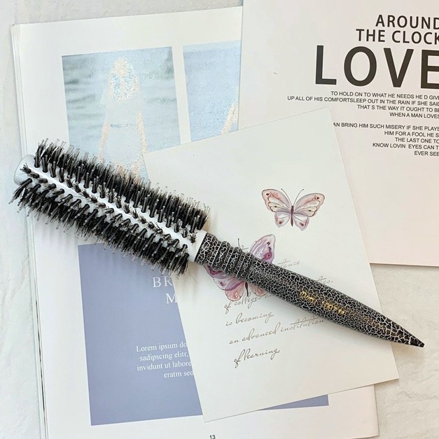 爆裂紋握把白瓷圓梳