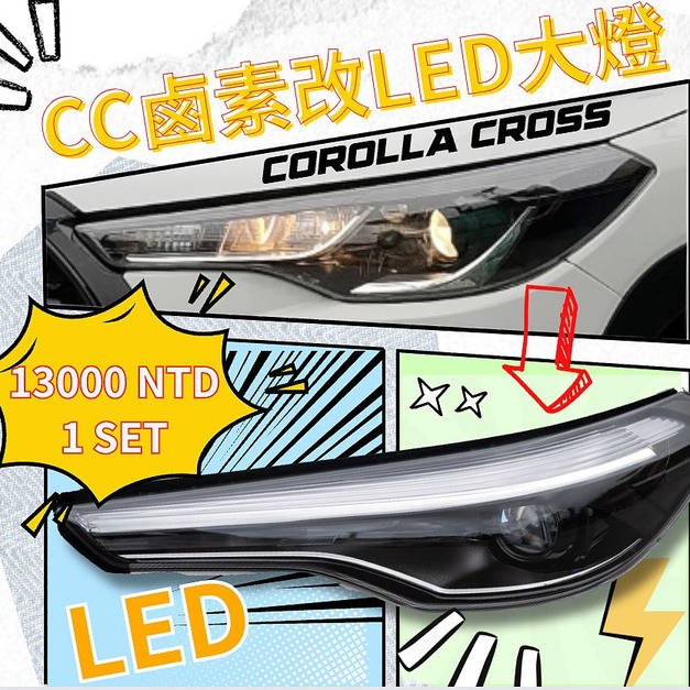 TOYOTA Corolla Cross 鹵素改LED大燈總成 合法變更LED光型
