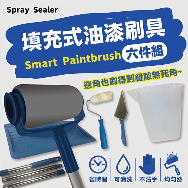 神盾 填充式 油漆刷 6件組 免沾油漆 滾筒油漆刷 刷油漆 油漆滾輪 牆壁粉刷 油漆工具組 DIY 修繕 水泥漆 乳膠漆