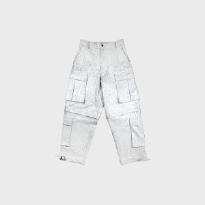 爆裂紋可拆式兩穿寬鬆工裝褲