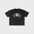 新台幣雙領口洗舊短TEE