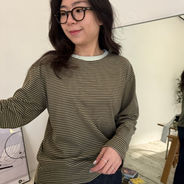 多層次薄荷巧克力上衣 附贈三角圍巾 LS25｜限量單品（APM select）