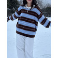 藍棕橫條襯衫毛衣 LS31_3